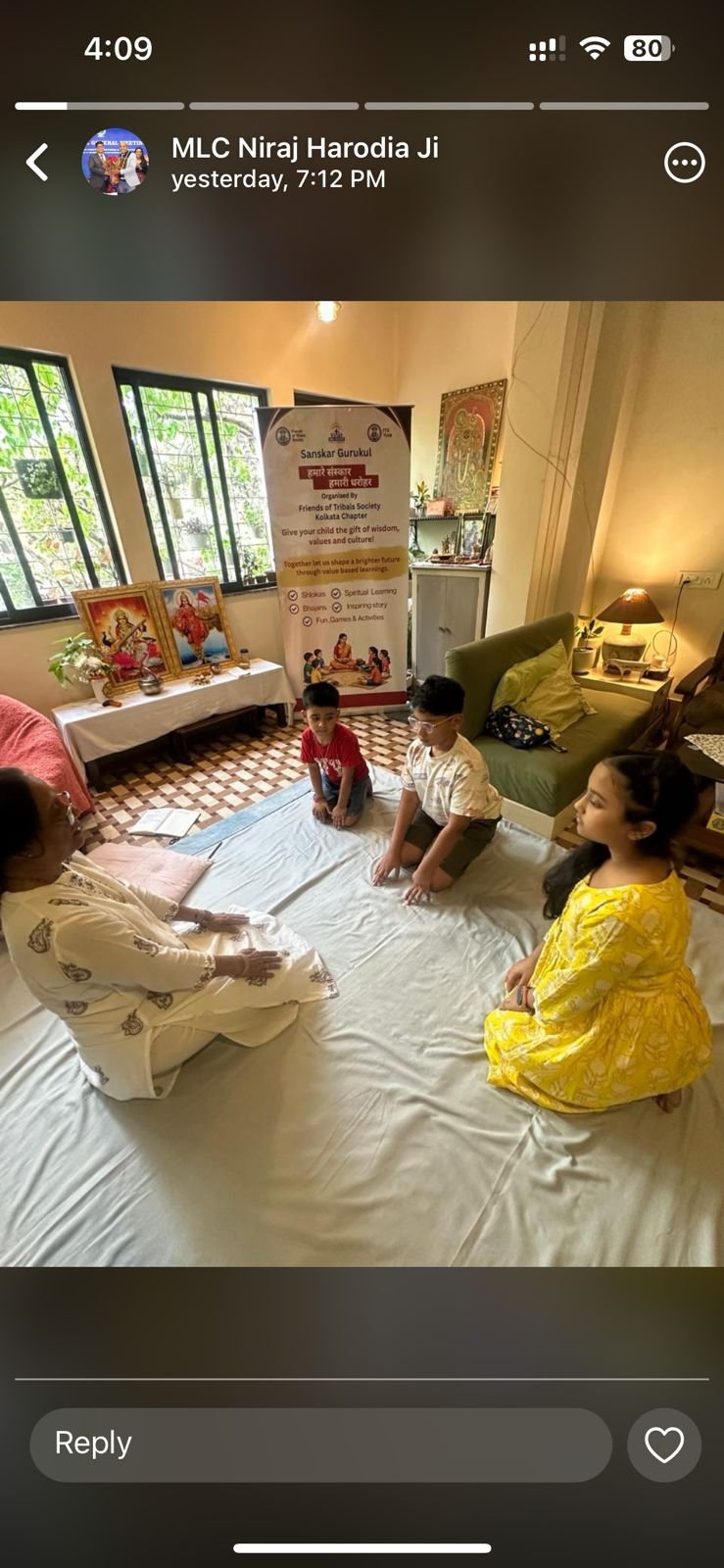 Interactive class learning session with children
