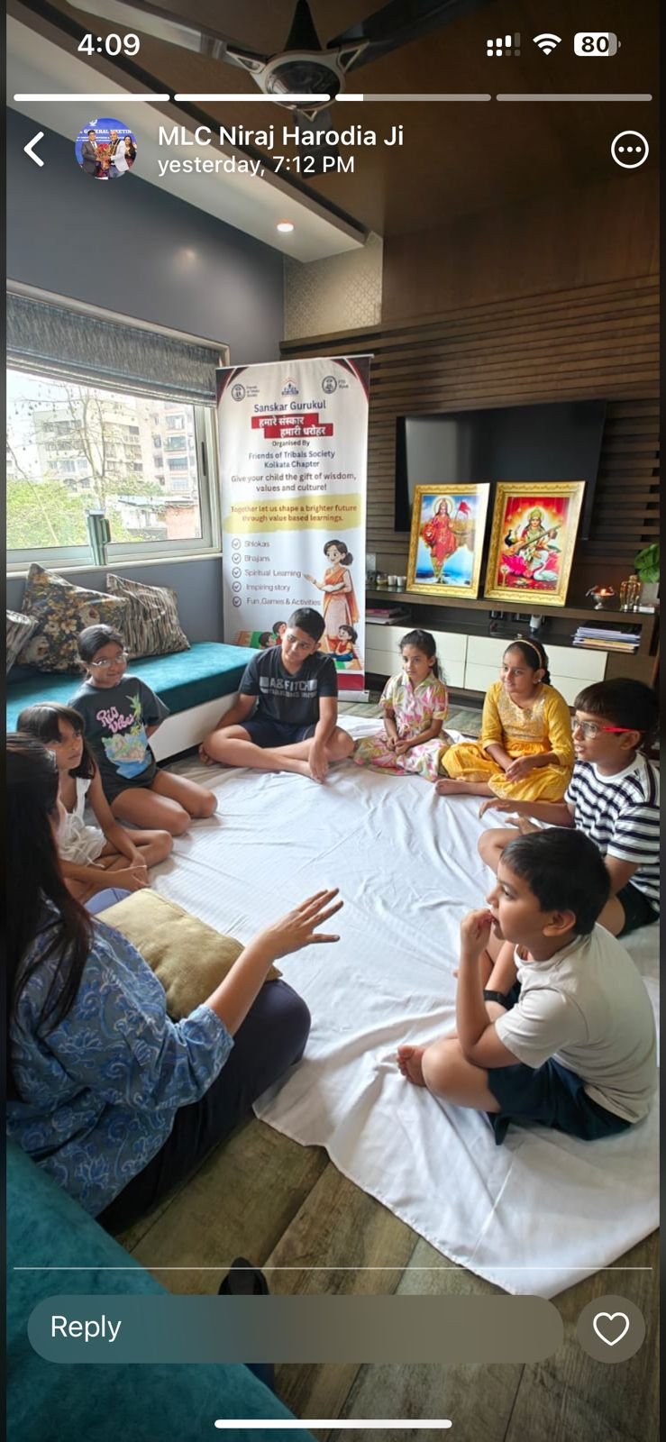 Spiritual learning circle with children seated together